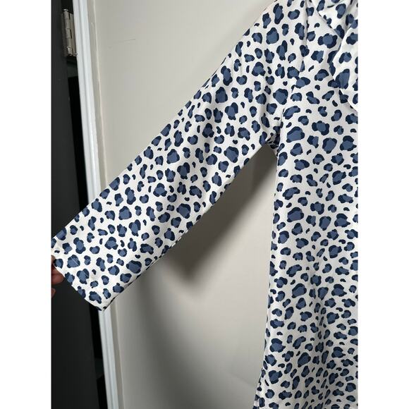 Devon Baer Womens 100% Silk Leopard Print V Neck Ruffle Blouse 3/4 Sleeve XS - Picture 3 of 10